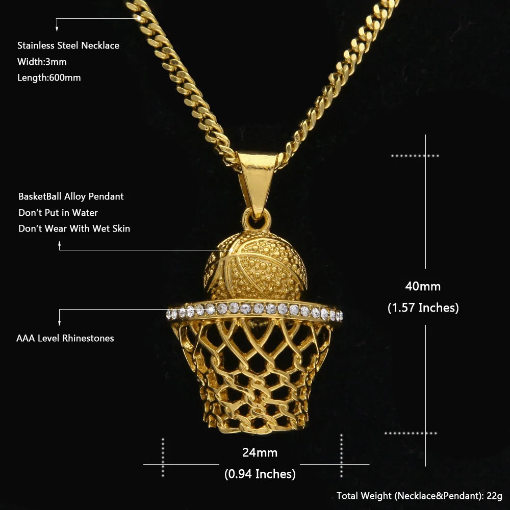 Gold Basketball Necklace